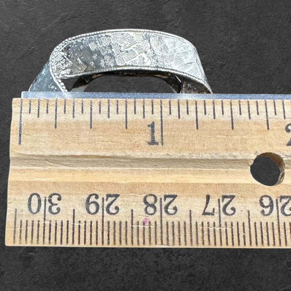 Lieba Scarf Clip Silver Textured Mobius Triangle Vintage USA Made - Picture 4 of 8